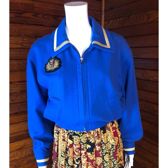 Military Jacket, Baseball Jacket, Vintage Designer, Cropped Jacket, 80s Cropped - Picture 2 of 10